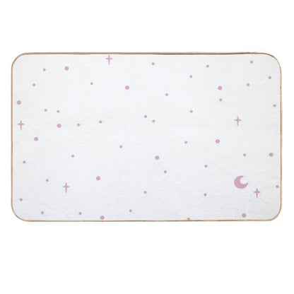 Dusty Pink Stars on White  Easy Maintenance Bath Mat