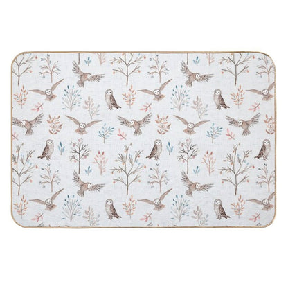 Magic Pastel Forest with Owls  Non-Slip Bath Mat