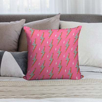 Lightning Bolt Thunder Flash Preppy Pink Soft Shrink-Resistant Throw Pillow