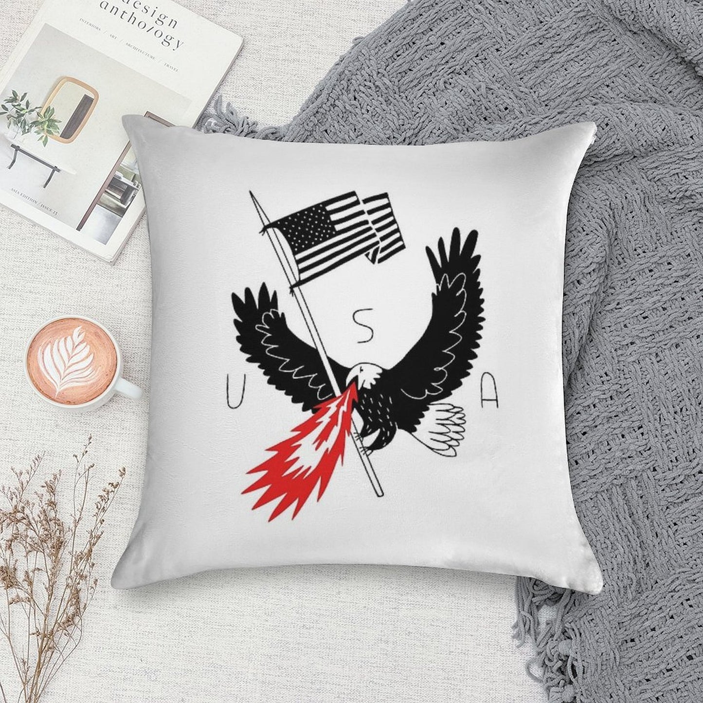 FIRE BREATHING BALD EAGLE OF PATRIOTISM Soft Home Decor Throw Pillow