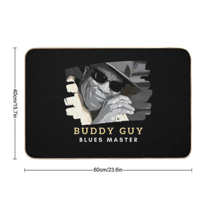 Buddy Guy Blues Master  Gold And White Text with Graphic  Repositionable Bath Mat