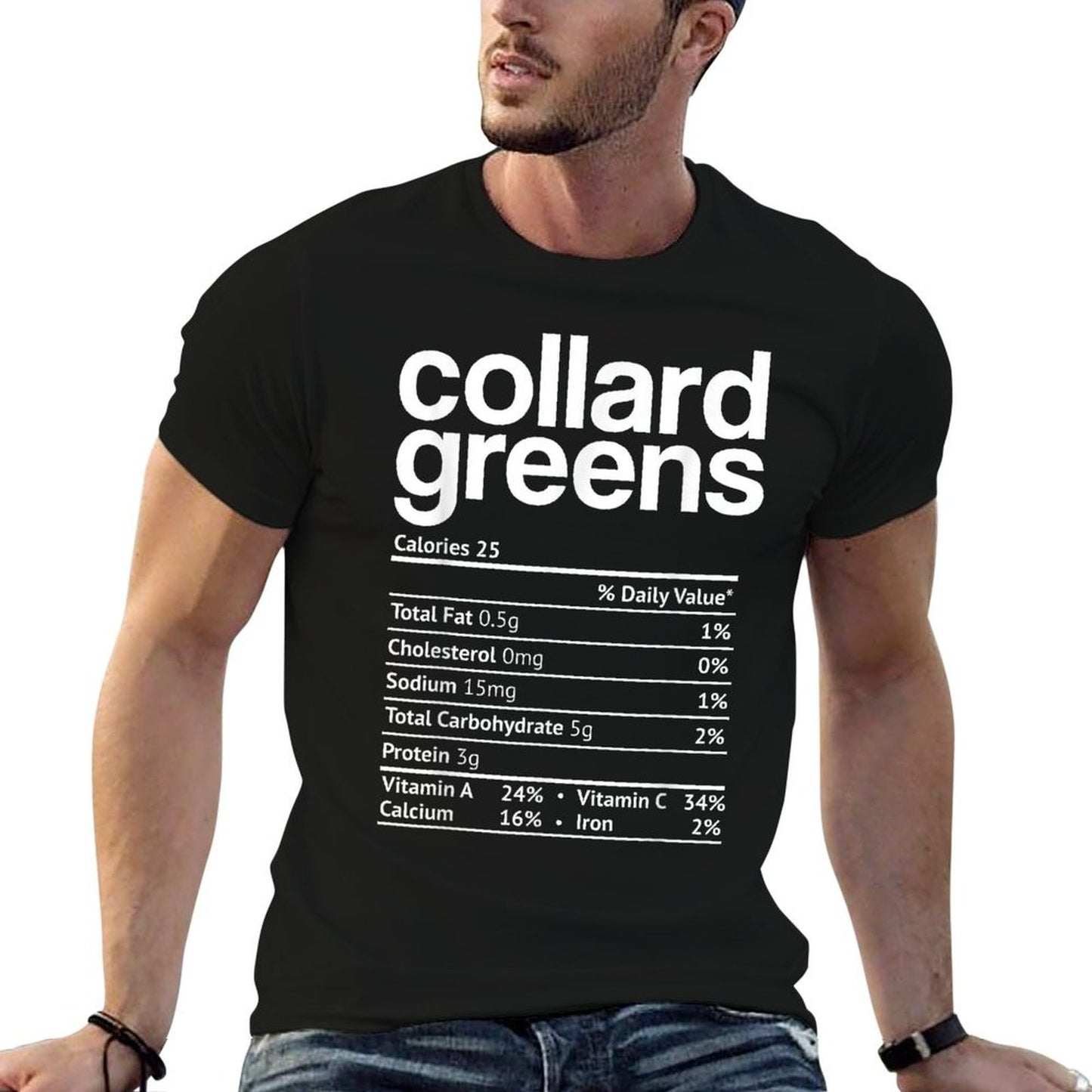 Collard Greens Nutrition Facts Funny Thanksgiving Christmas  Summer-ready Fabric T-Shirt