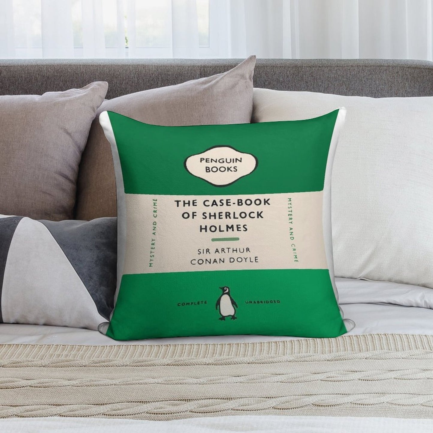 Penguin Book SH Design Soft Hidden Zipper Throw Pillow
