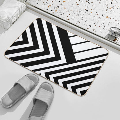 Black And White Geometric Lines  Slip-Resistant Bath Mat