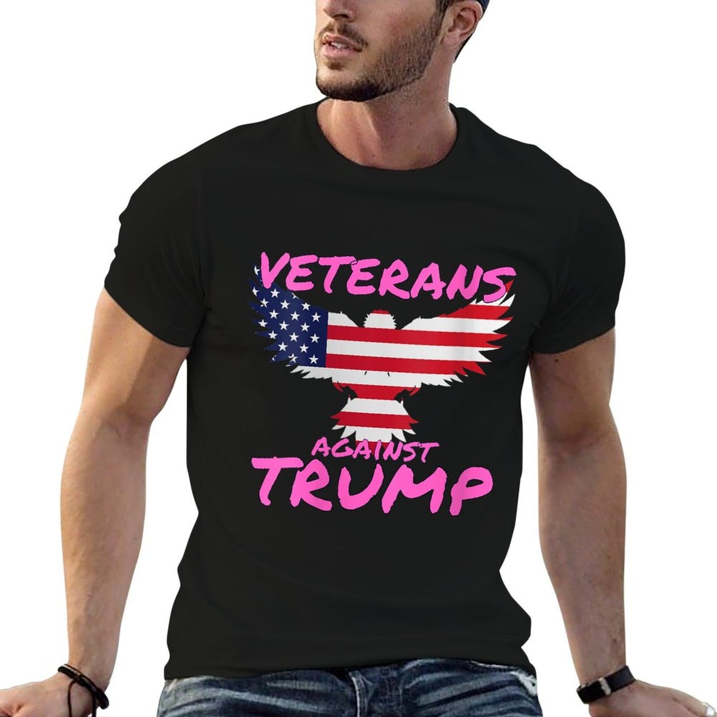 Womens Veterans Against Trump Funny Anti Trump Apparel  Wrinkle-resistant T-Shirt