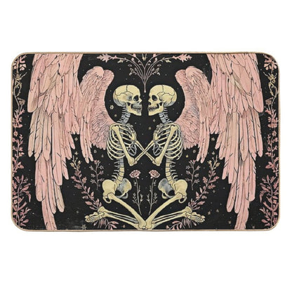Pink Skeleton Angels And Roses Durable Bath Mat