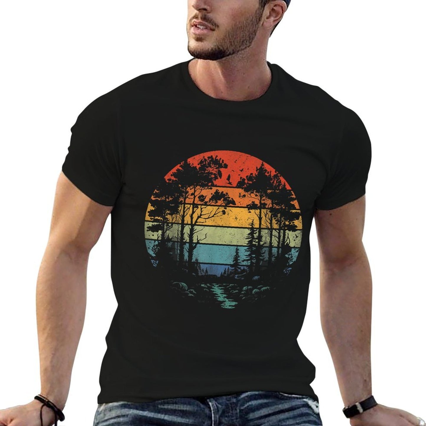 Trees Wildlife Nature Vintage Forest Woman Girl  Eco-friendly Material T-Shirt