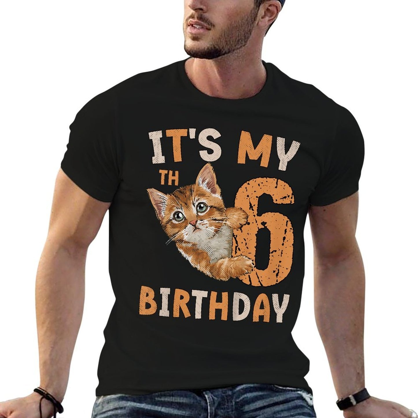 Kids It's My 6th Birthday Cat Lover 6 Years Old Birthday Vintage  Tagless Design T-Shirt