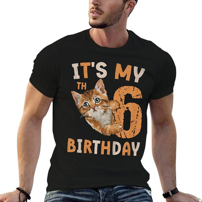 Kids It's My 6th Birthday Cat Lover 6 Years Old Birthday Vintage  Tagless Design T-Shirt