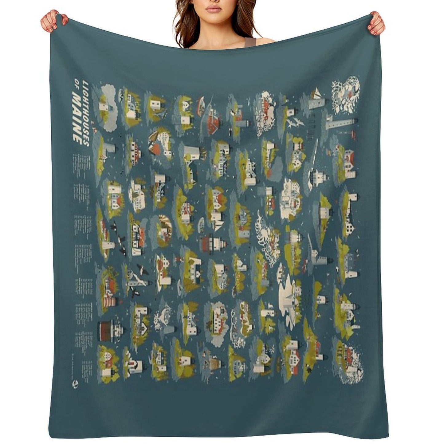 Lighthouses of Maine Gift-ready Throw Blanket
