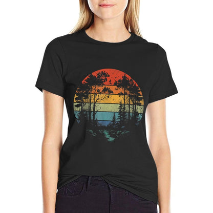 Trees Wildlife Nature Vintage Forest Woman Girl  Eco-friendly Material T-Shirt
