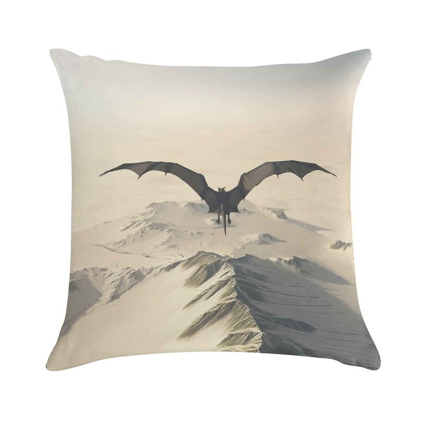 Grey Dragon Flight Over Snowy Mountains Soft Multiple Sizes Throw Pillow