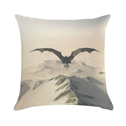 Grey Dragon Flight Over Snowy Mountains Soft Multiple Sizes Throw Pillow