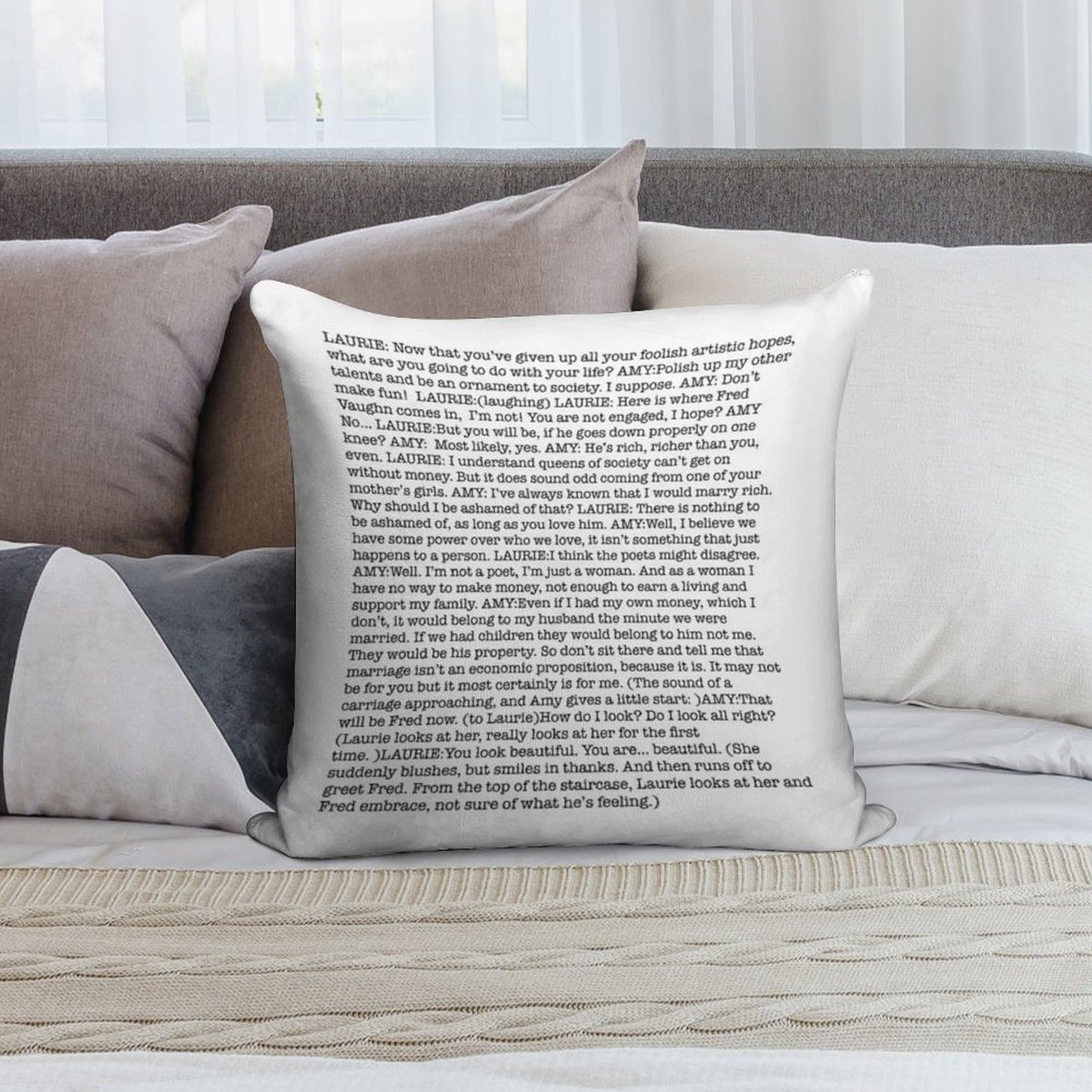 Amy March's Economic Proposition Speech Soft Hidden Zipper Throw Pillow