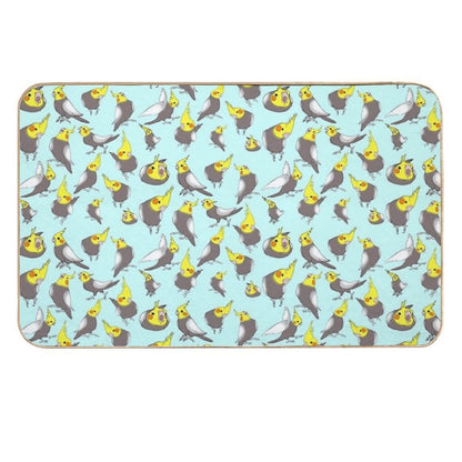 Cockatiel Doodle Pattern  Eco-Friendly Bath Mat