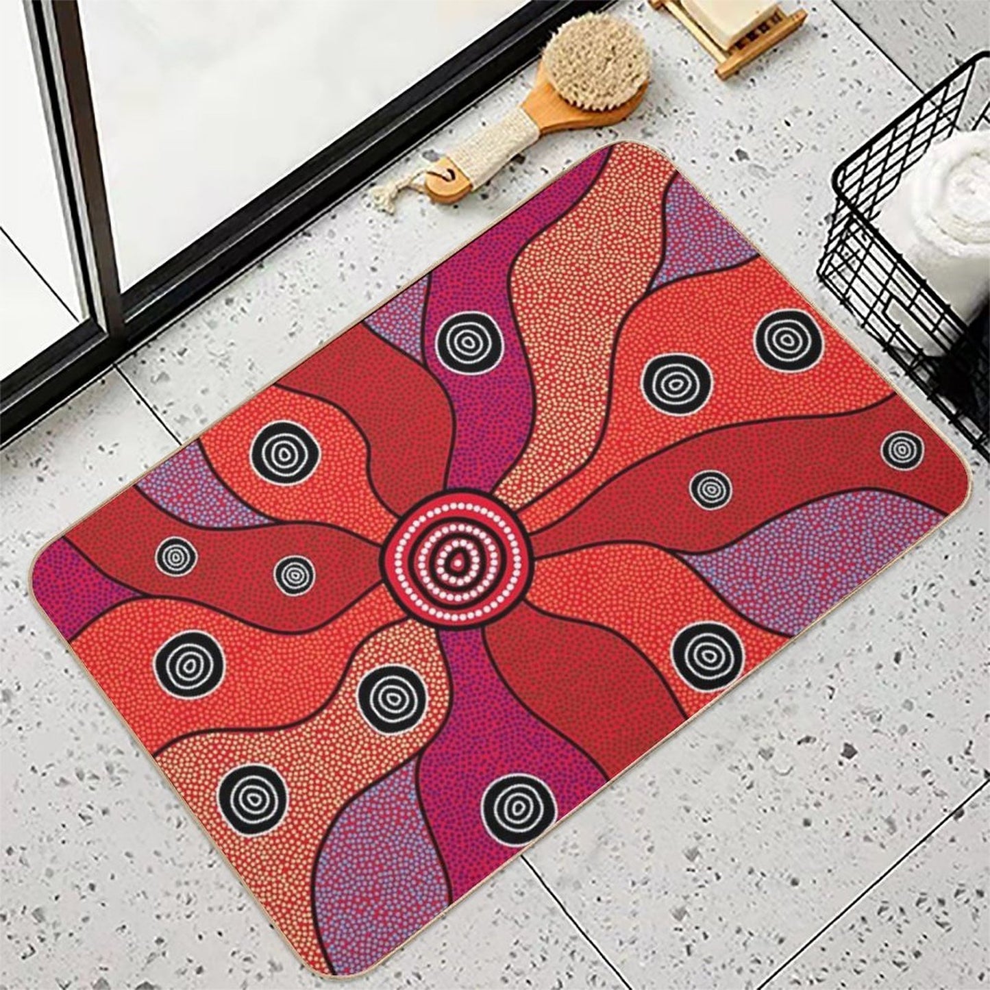 Authentic Aboriginal Art - Central Lands  Rapid-Drying Bath Mat