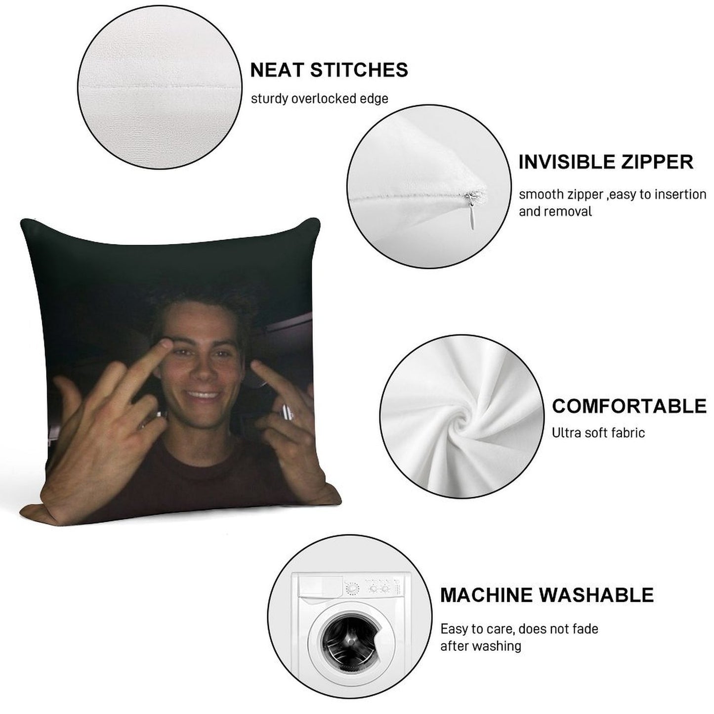 Dylan O’brien Middle Fingers Soft Anti-Pilling Throw Pillow