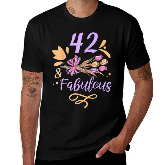 42 And Fabulous Birthday Age Old Party Years Forty-Two 42Nd  Oversized Silhouette T-Shirt