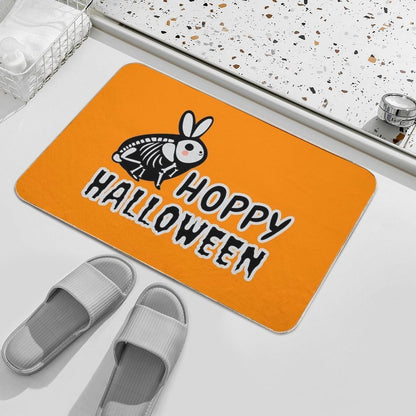 Hoppy Halloween, Cute Skeleton Rabbit Halloween Pun  Toxin-Free Bath Mat