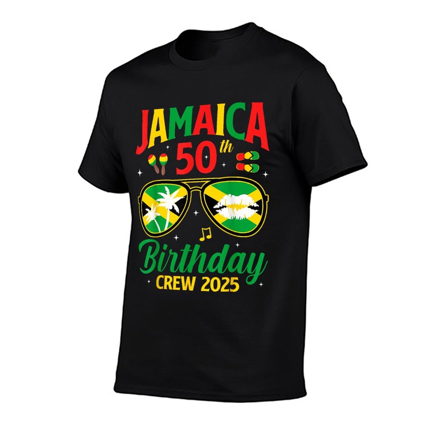 Birthday Crew Party 2025 Jamaica 50th Trip Sunglasses  Eco-friendly Material T-Shirt