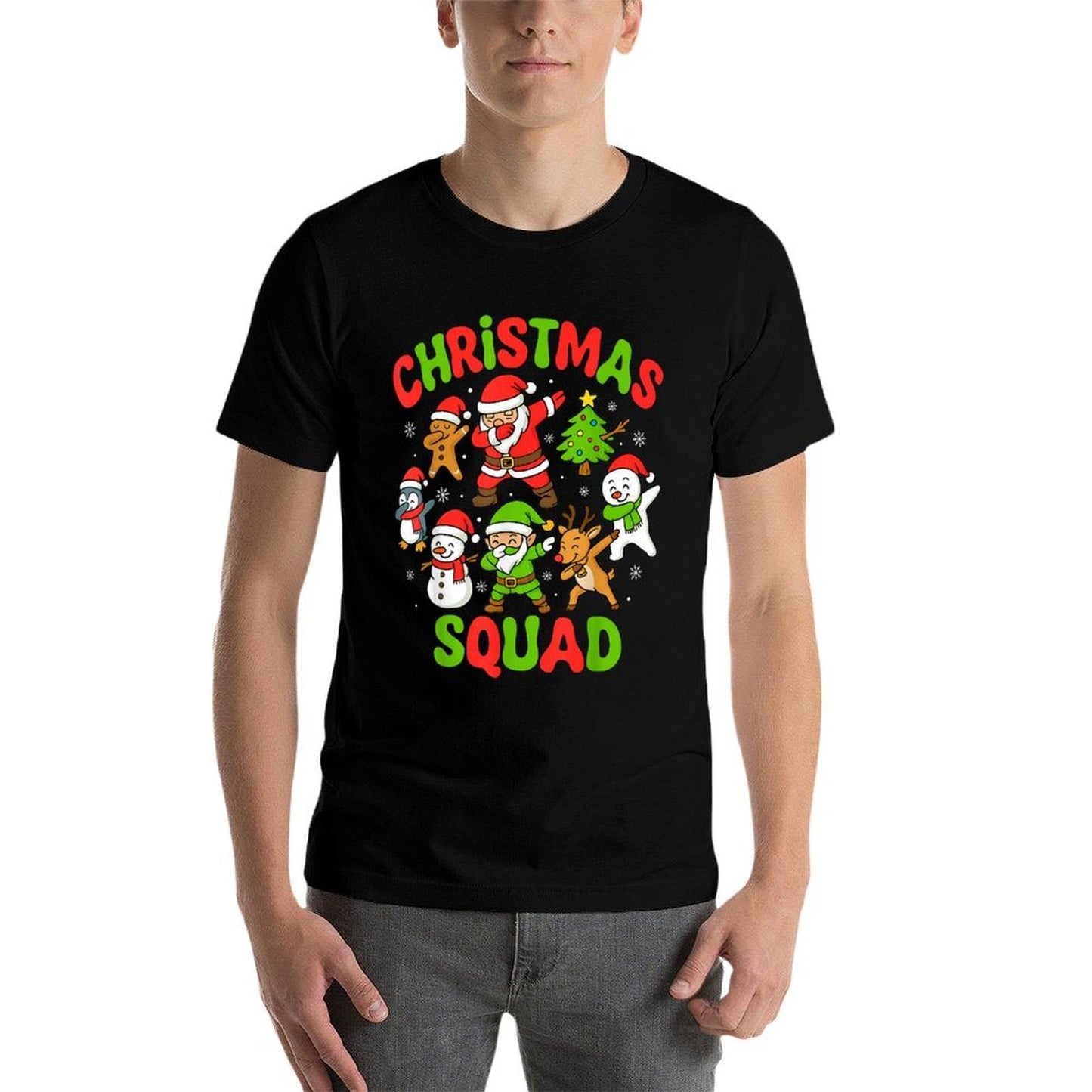Christmas Squad Dabbing Santa for Family Youth Boys Coworker  Wrinkle-resistant T-Shirt