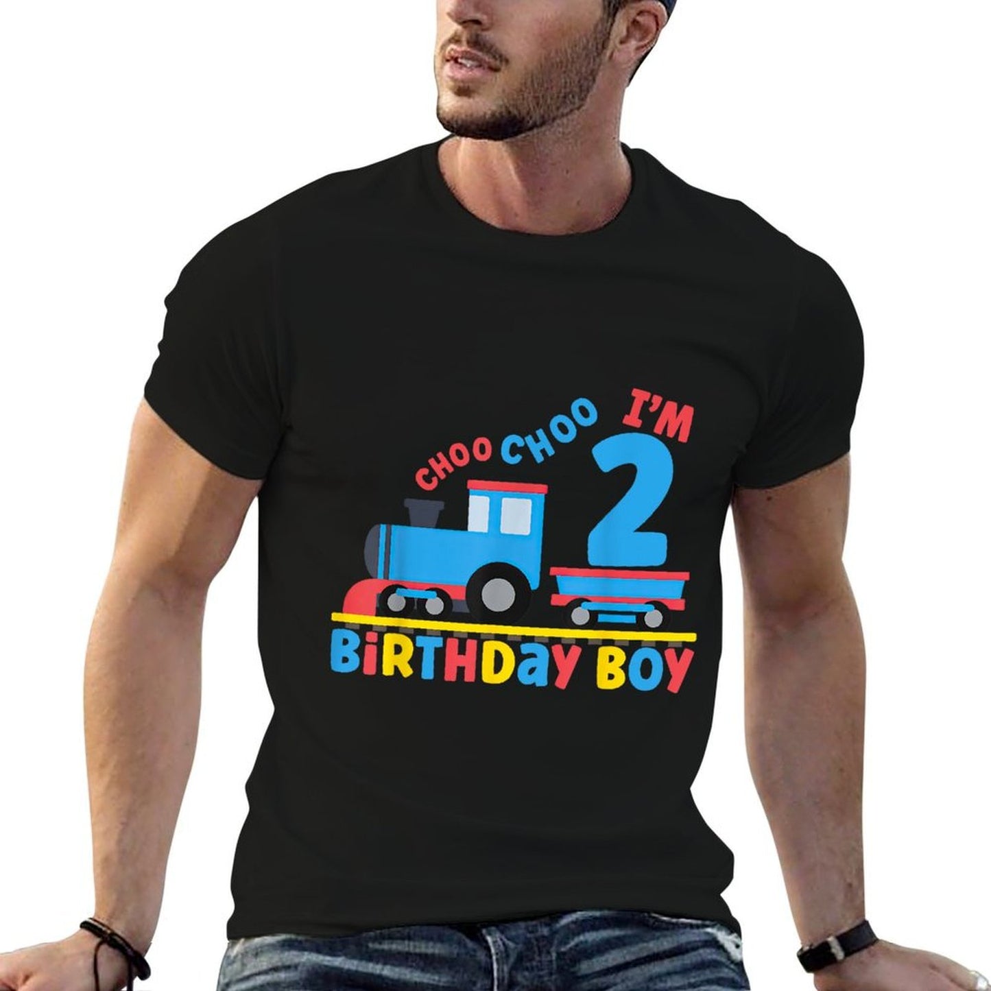It's My 2nd Birthday Boy Choo Choo Train 2 Years Old Kids  Heathered Texture T-Shirt