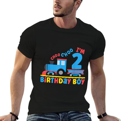It's My 2nd Birthday Boy Choo Choo Train 2 Years Old Kids  Heathered Texture T-Shirt
