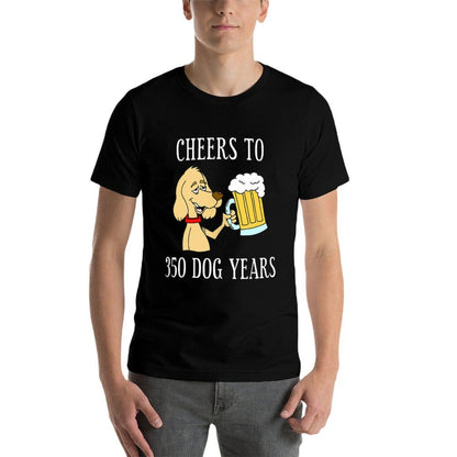 Cheers To 350 Dog Years Cartoon Beer Funny 50th Birthday  Polyester Blend T-Shirt