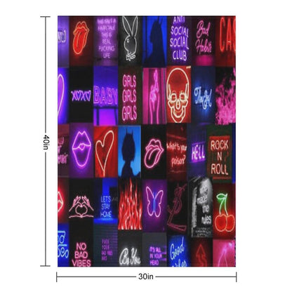 Rainbow Neon Collage Durable Throw Blanket