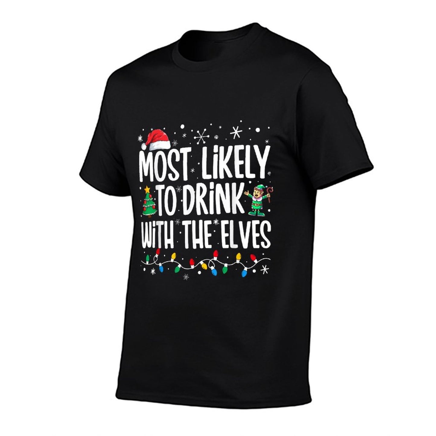 Most Likely to Drink With The Elves Elf Drinking Christmas  Summer-ready Fabric T-Shirt