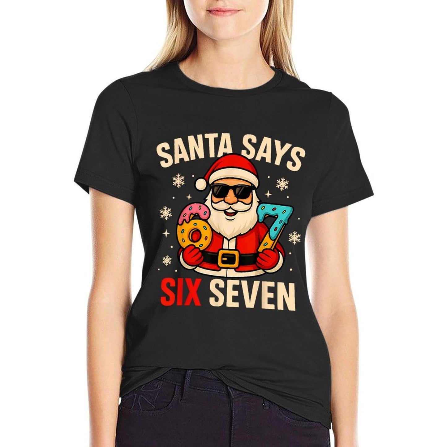 Santa Says Six Seven Funny 67 Meme Christmas Boys Men Women  Polyester Blend T-Shirt