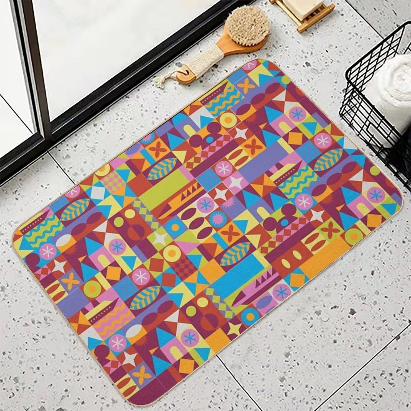 Retro Color Blocks  Dirt-Trapping Bath Mat