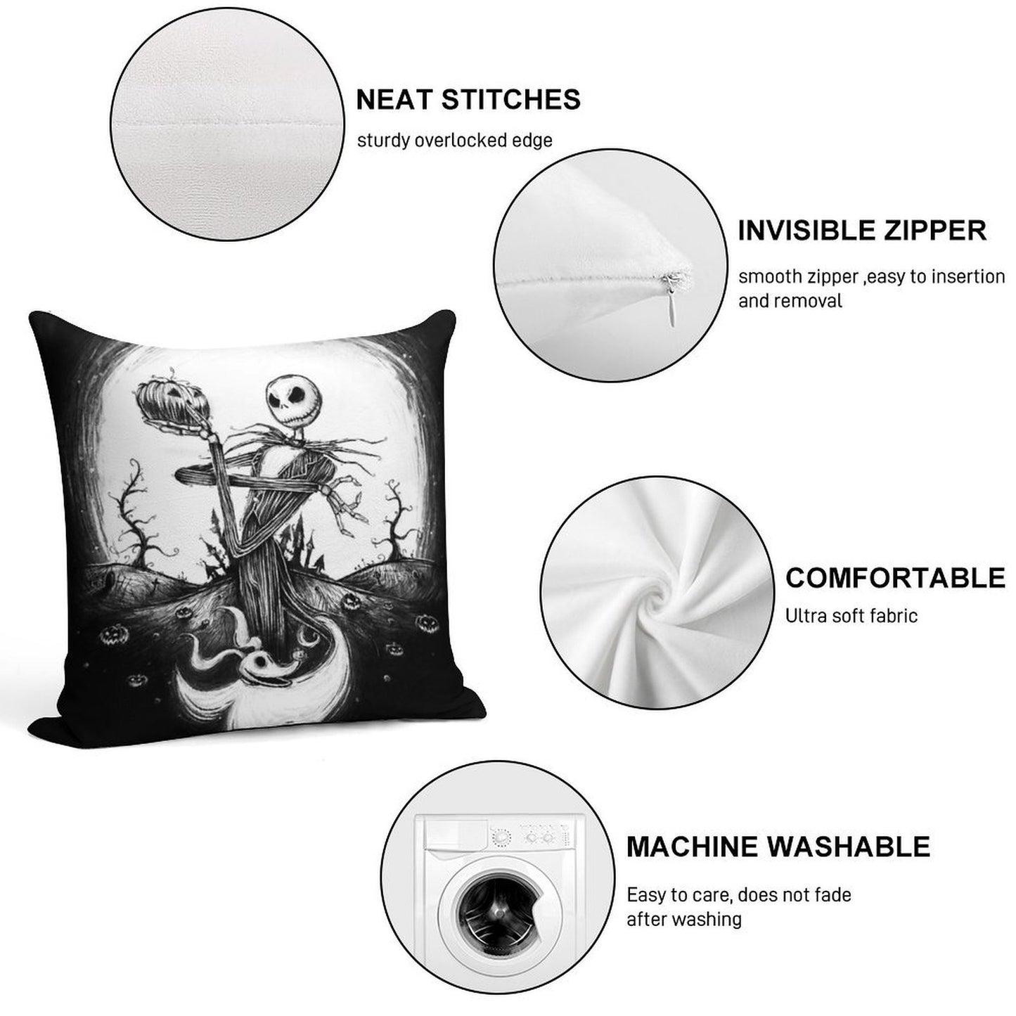 Halloween Tale Soft Washable Throw Pillow