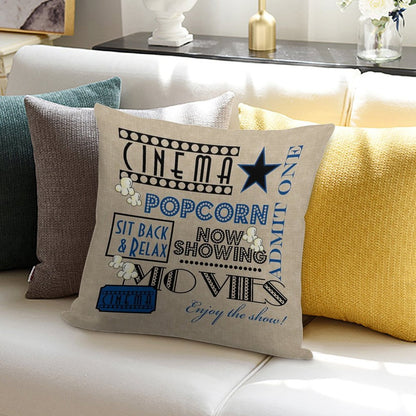 Movie Theater Cinema Admit One Ticket Pillow-Blue Soft Skin-Friendly Throw Pillow