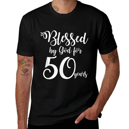 50th Birthdays for Women Blessed by God for 50 Years  Fade-proof Color T-Shirt