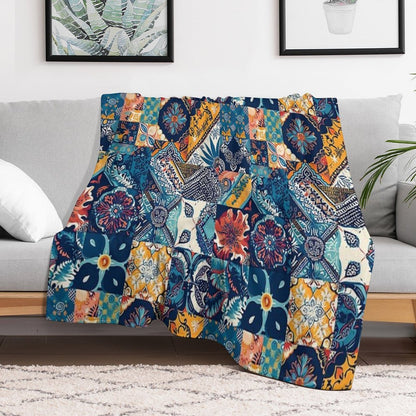 Bed Cover Patchwork Plush Throw Blanket