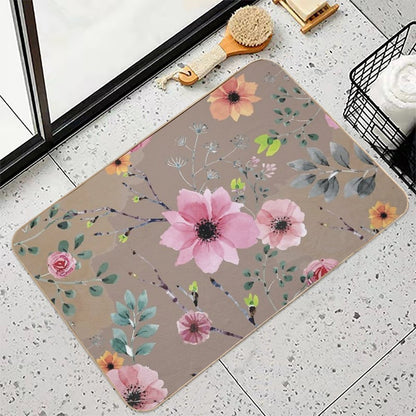 Watercolor Flowers XII (different Flowers)  Absorbent Bath Mat