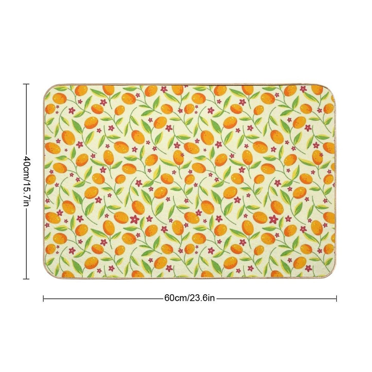 Orange Citrus Floral Pattern – Seamless Summer Fruit Botanical Illustration  Odorless Bath Mat