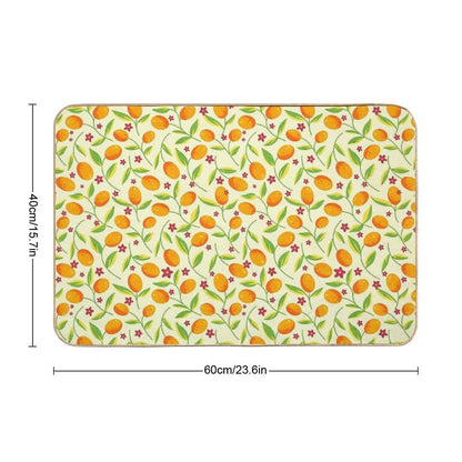 Orange Citrus Floral Pattern – Seamless Summer Fruit Botanical Illustration  Odorless Bath Mat