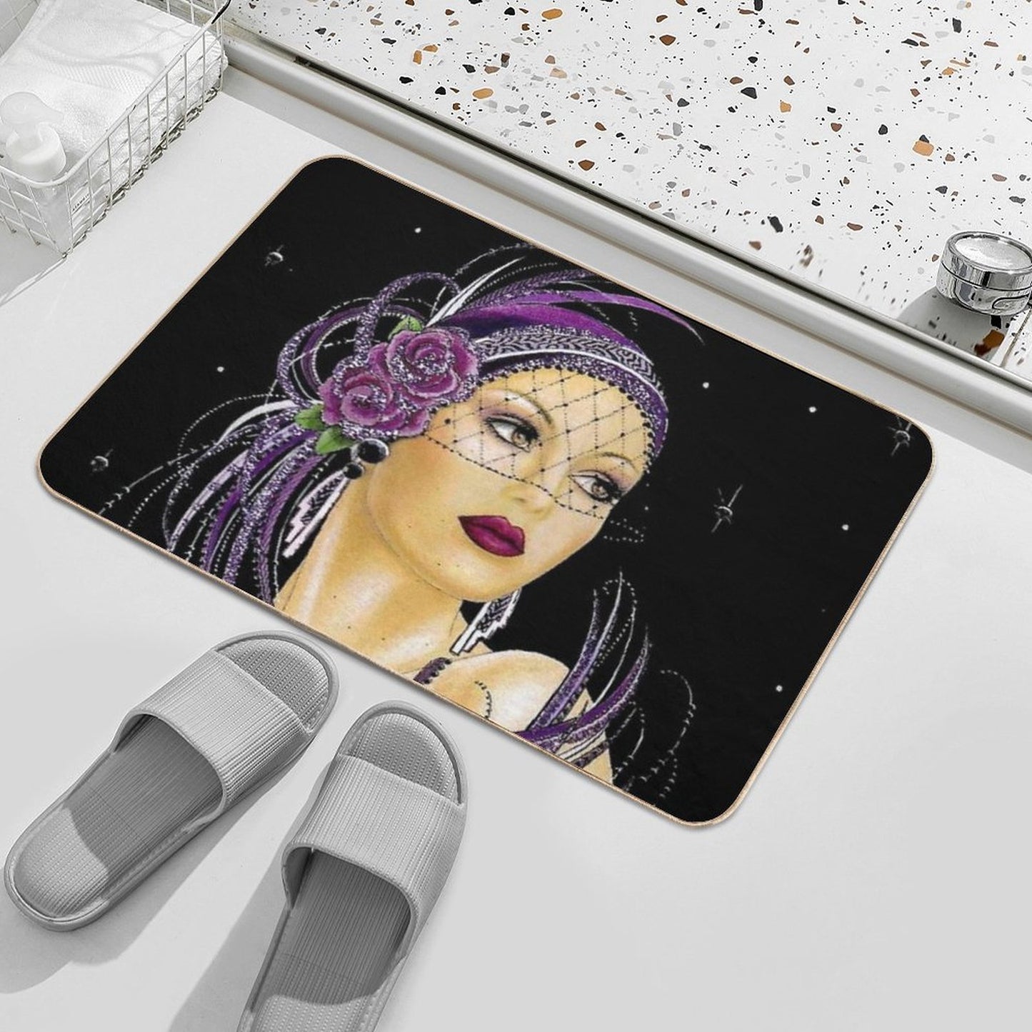 FLAPPER  Vintage 1930 Art Deco Print  Eco-Friendly Bath Mat