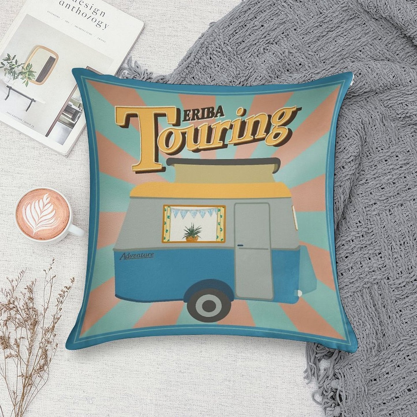 Vintage Touring Caravan Adventure Soft Ultra-Soft Texture Throw Pillow