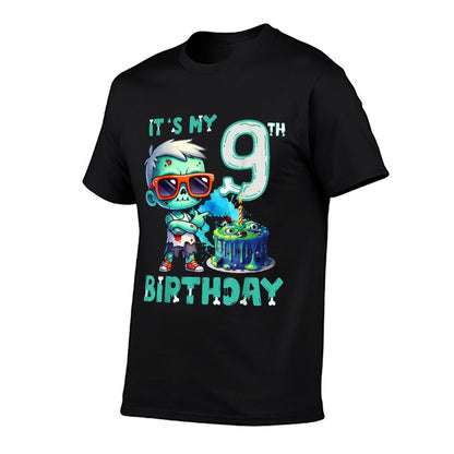 Kids It's My 9th Birthday Cool Zombie Lover 9 Year Old Boys  High-quality Stitching T-Shirt