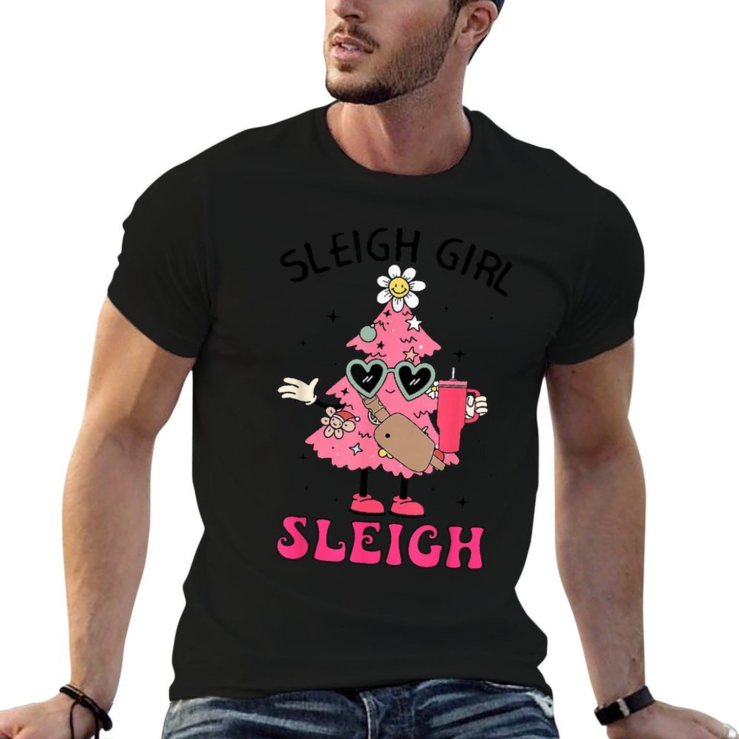 Pink Christmas Tree Bougie Belt Bag Sleigh Girl Sleigh Xmas  Quick-drying T-Shirt