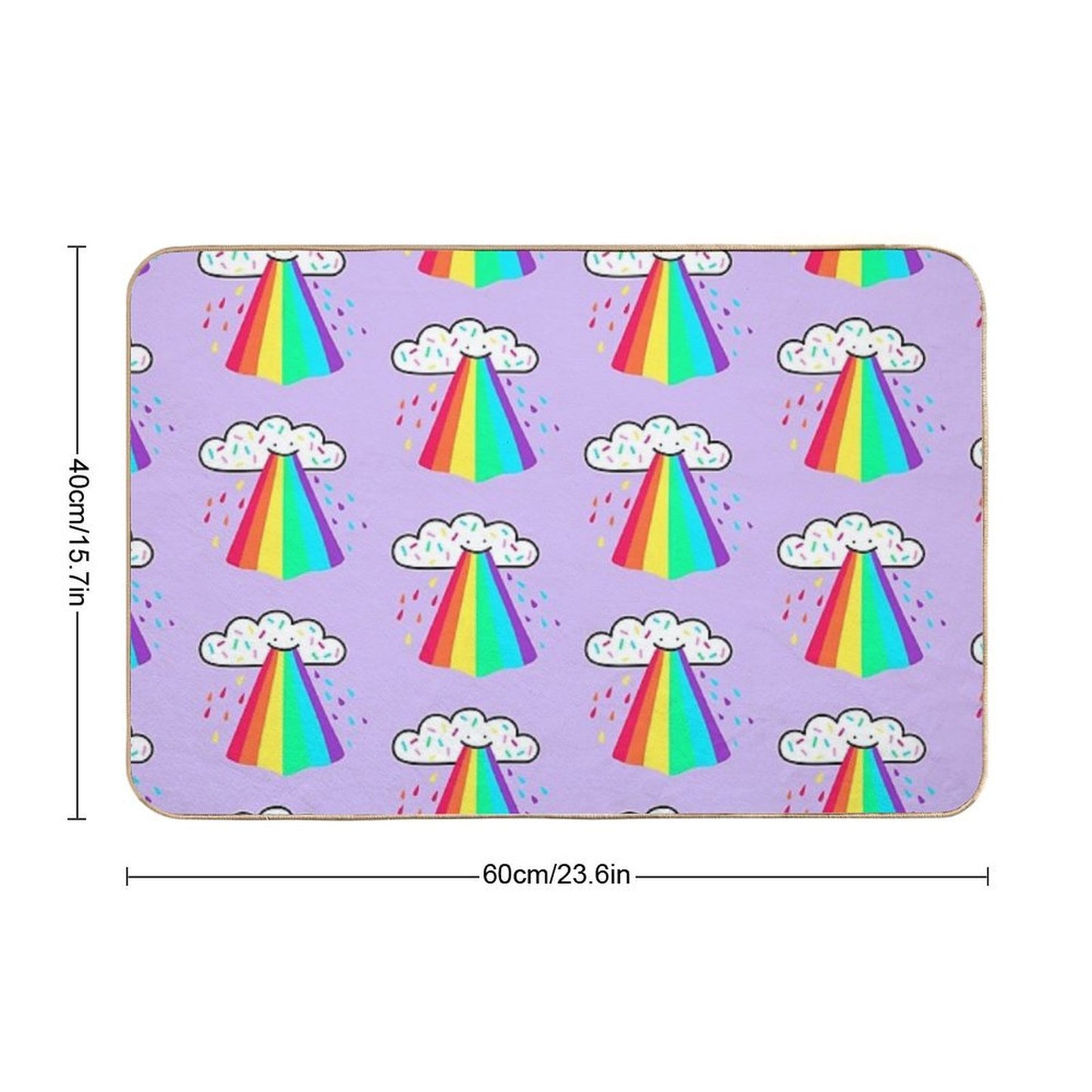 Rainbow Blast Cute Happy Rainbow  Easy Maintenance Bath Mat