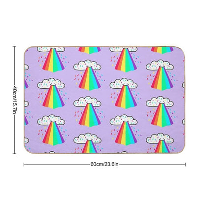 Rainbow Blast Cute Happy Rainbow  Easy Maintenance Bath Mat