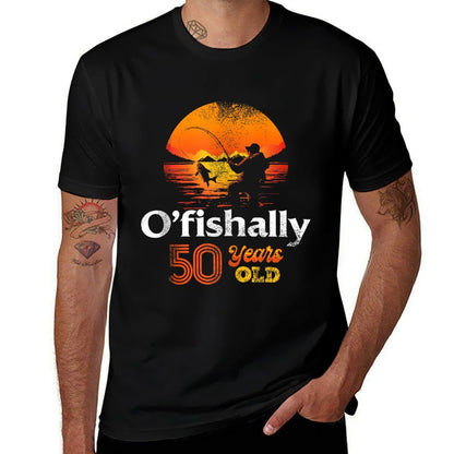 Ofishally 50 Year Old Fishing 50th Birthday Party Fishermen  Tagless Design T-Shirt