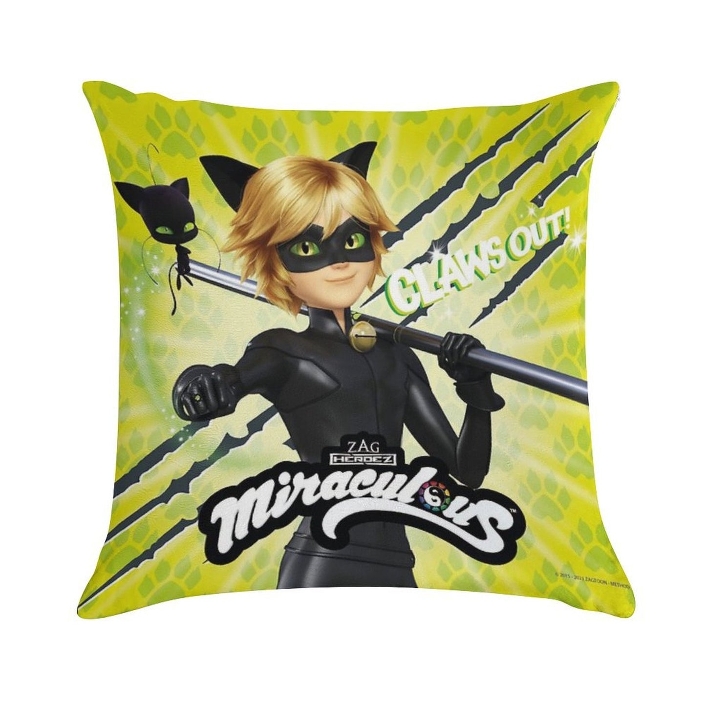 Miraculous Ladybug - Character Focus Cat Noir Claws Out Soft Skin-Friendly Throw Pillow