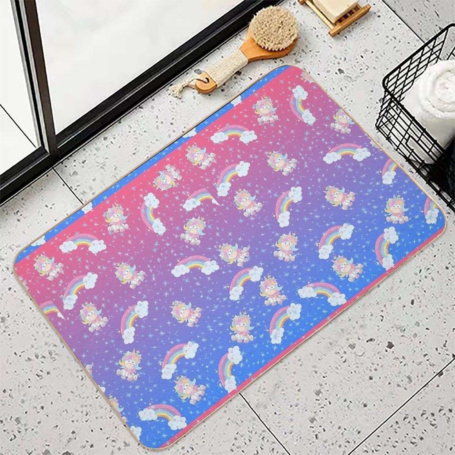 RAINBOW SPARKLE UNICORN  Stain-Proof Bath Mat