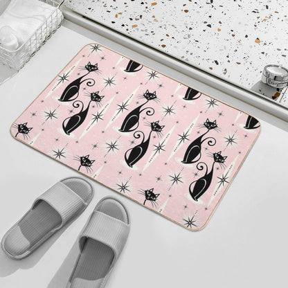 Mid Century Meow Retro Atomic Cats  Multi-Purpose Bath Mat
