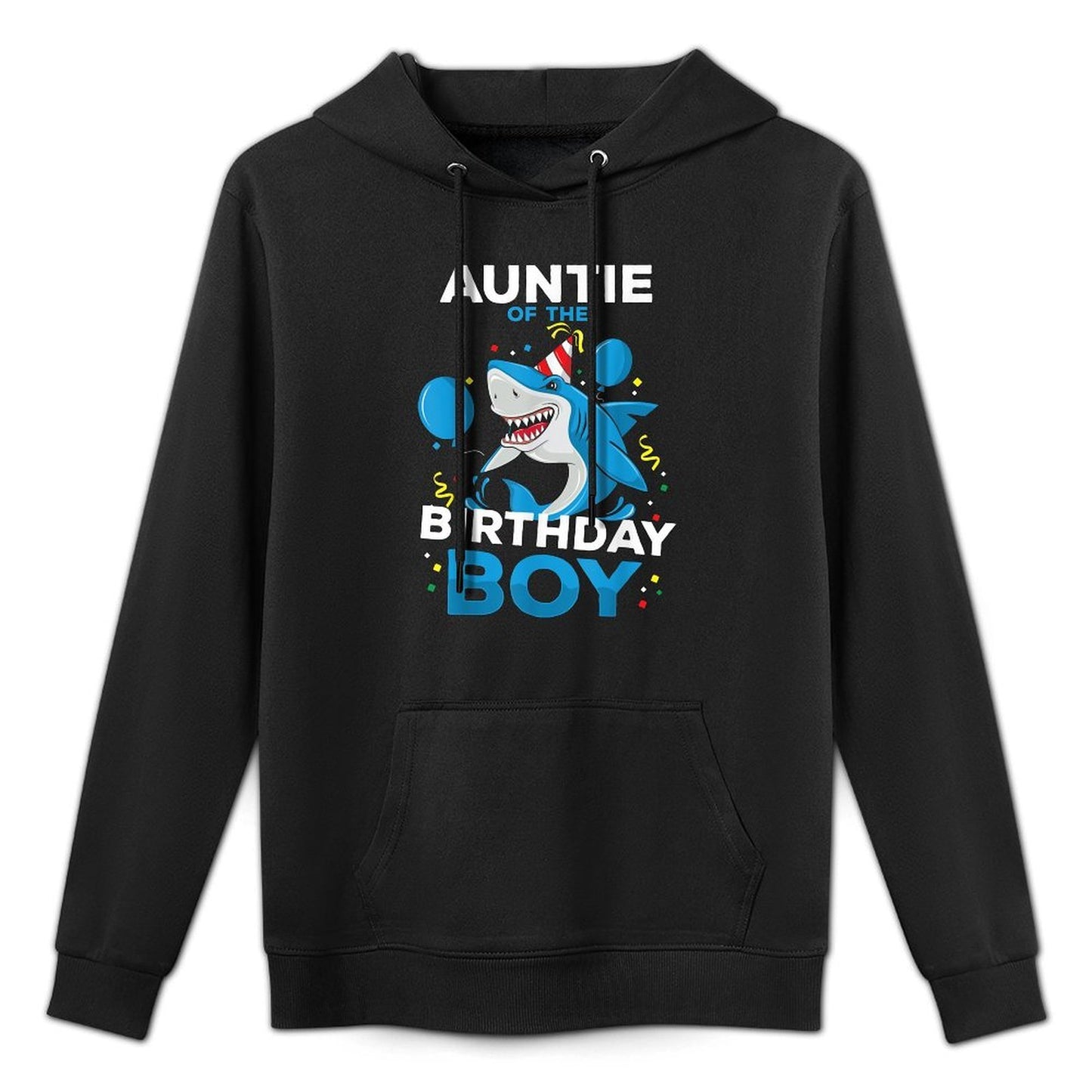 Auntie of The Birthday Boy Shark Ocean Theme Matching Family Shape Retention Hoodie